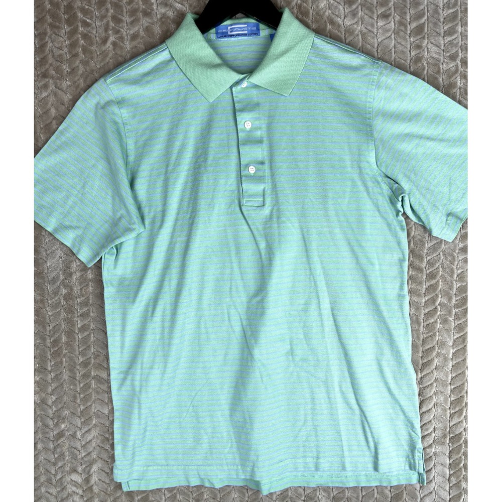 Carnoustie Golf Polo Shirt Mens M Turquoise Striped Luxury Performance Cotton